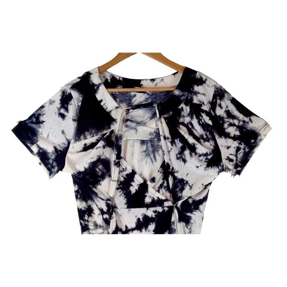 JoyMom Nursing Blouse Black White Tie Dye V-Neck Soft Knit Tunic Top Boho Sz 2XL - Picture 4 of 8